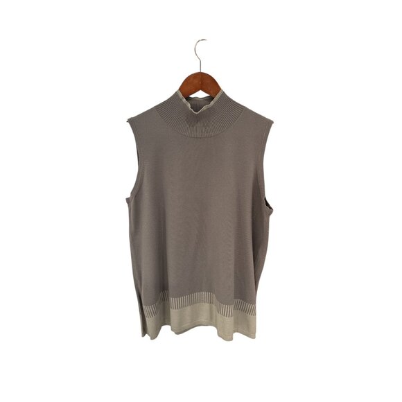 WynneLayers Sleeveless Mock Neck Knit Top — Taupe/Gray, Women’s XL, Soft Knit Ve - Picture 1 of 7